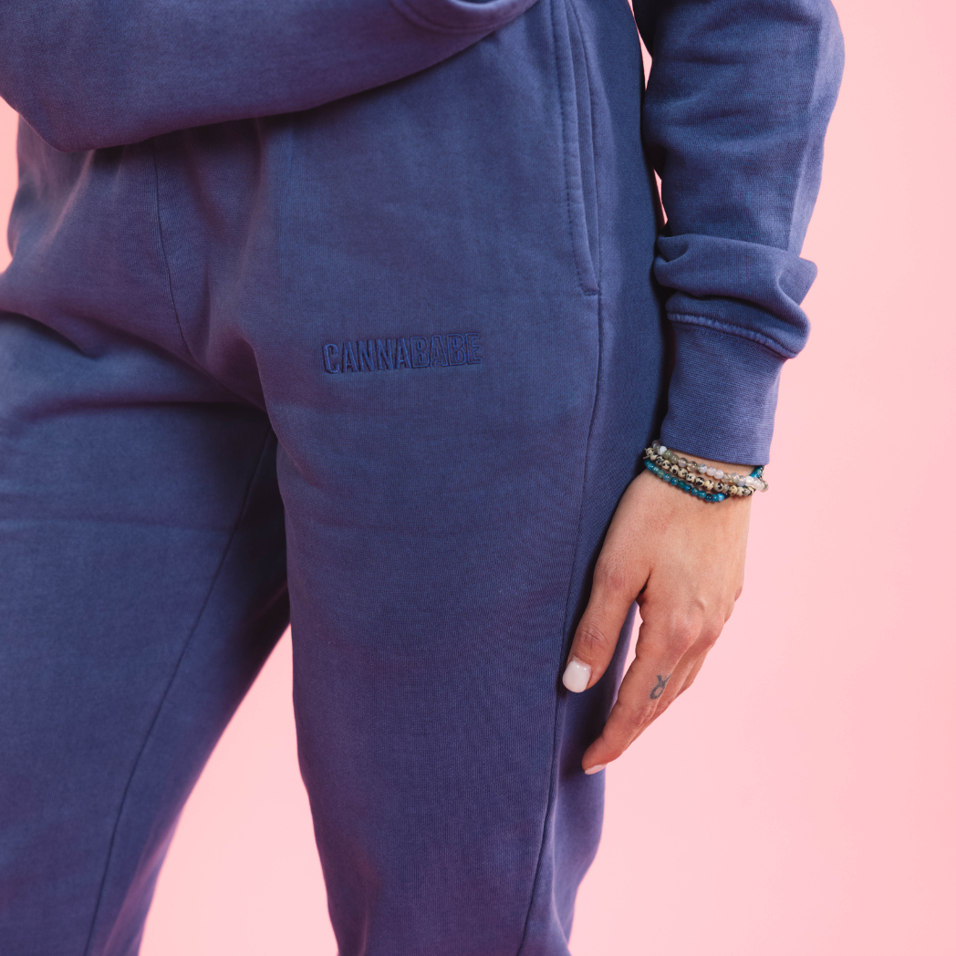 Cannababe Track Pants - Faded Blue